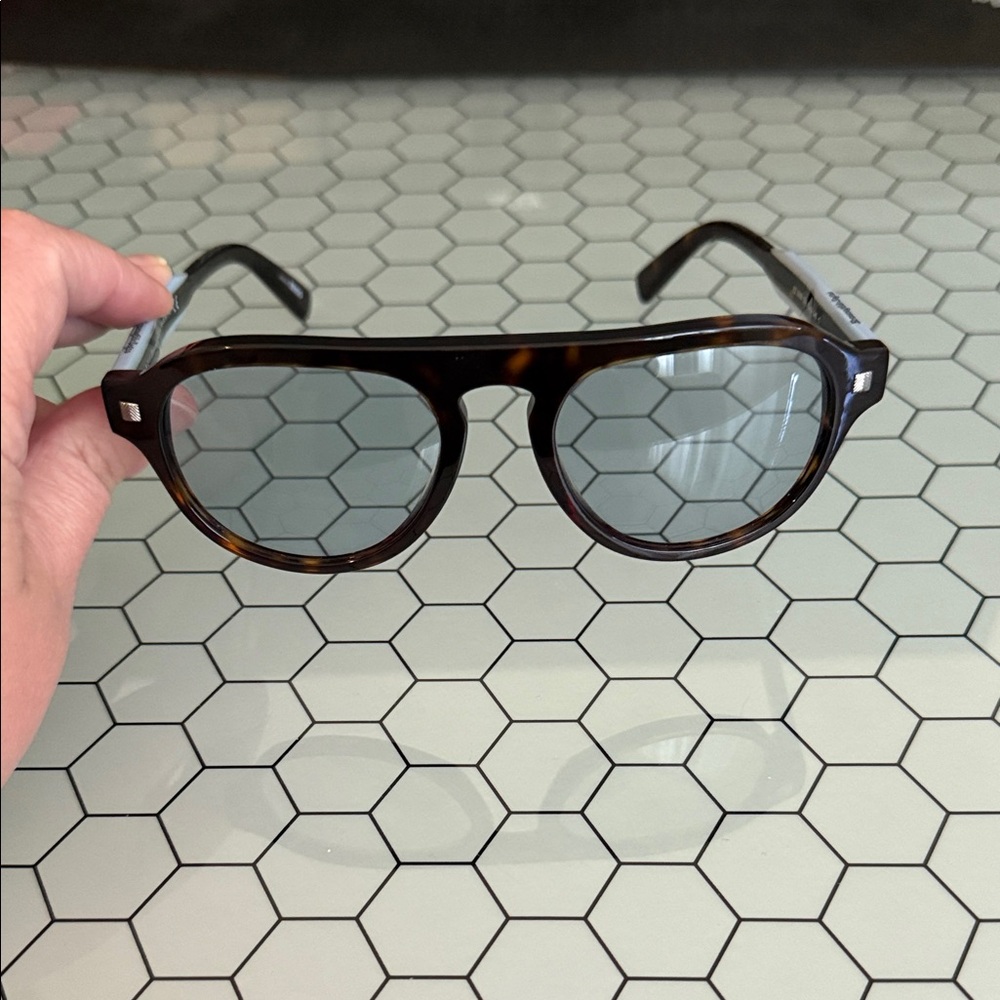 Ermenegildo Zegna Tortoiseshell Sunglasses with Blue Lenses